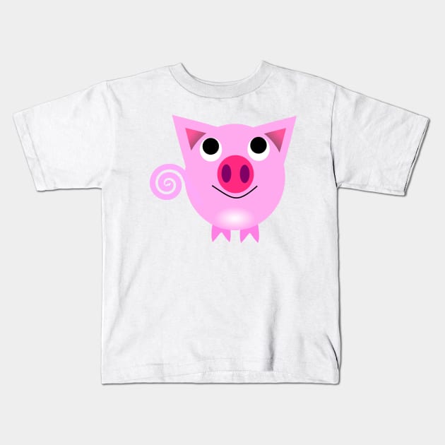 Pink Artwork Pig Kids T-Shirt by shapeUP